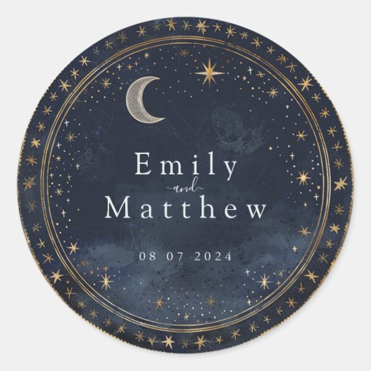 Sticker Rond Starry Night Romance Mariage (Devant)