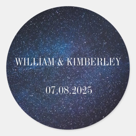 Sticker Rond Starry Night Sky Galaxy Mariage élégant Classique (Devant)