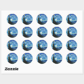 Sticker Rond Starry Night Vincent Van Gogh paysage bleu (Feuille)