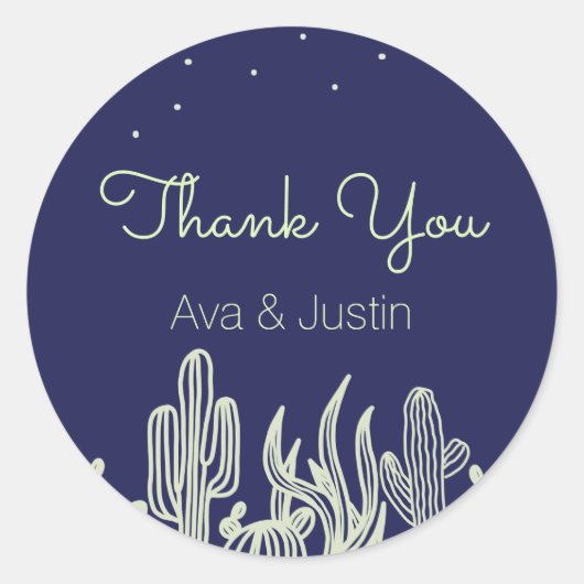 Sticker Rond Starry Sky et Cactus Merci moderne (Devant)