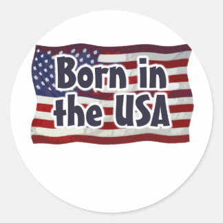 Sticker Rond Stars and Stripes - Né aux USA