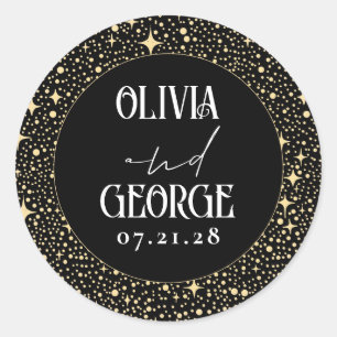 Sticker Rond Stars Black Night Mariage