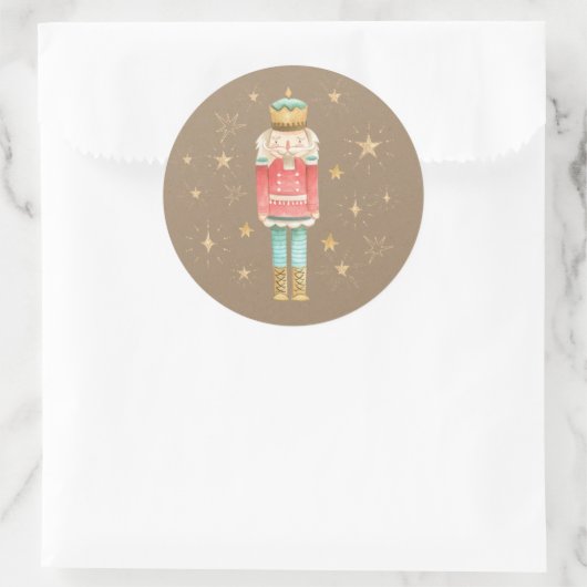 Sticker Rond Stars d'or de Noisette Rustique Kraft (Sac)