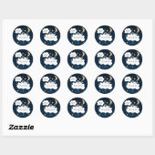 Sticker Rond Stars Moon Bunny Baby shower de la Marine (Feuille)
