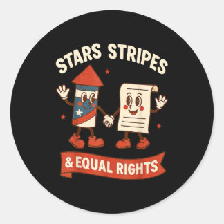 Sticker Rond Stars stripes equal rights vintage 4th of july usa