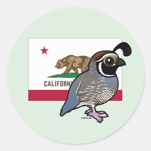 Sticker Rond State Birdorable : Quail de Californie (Devant)