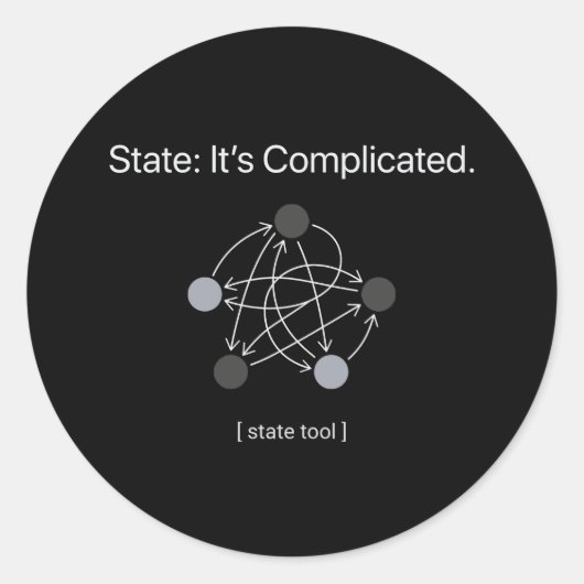 Sticker Rond State Its Complicated Programmer Humor (Devant)
