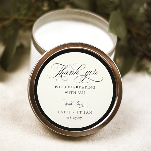 Sticker Rond STATELY CALLIGRAPHY Wedding Thank You