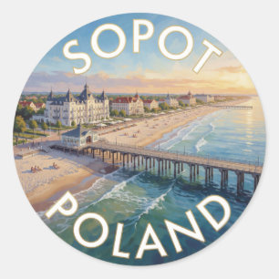 Sticker Rond Station balnéaire de Sopot en Pologne