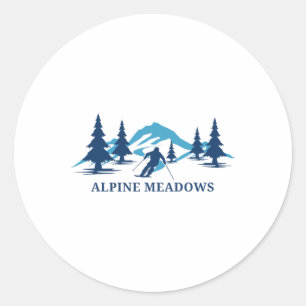 Sticker Rond Station de ski Alpine Meadows Californie Ski Skieu