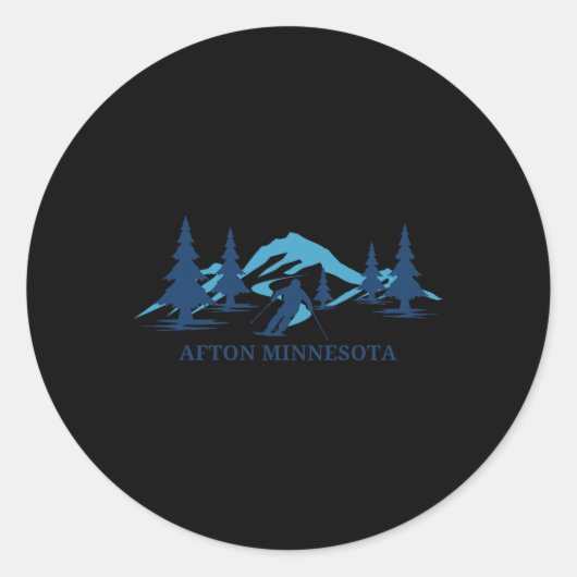 Sticker Rond Station de ski d'Afton Minnesota Ski (Devant)