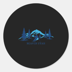 Sticker Rond Station de ski de Beaver utah skieur de ski