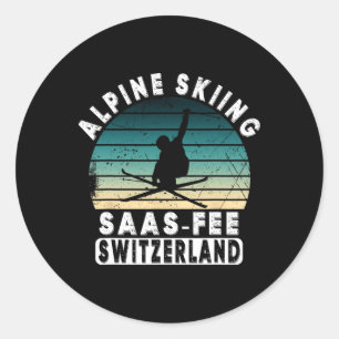 Sticker Rond Station de ski de Saas-fee Alpes suisses Ski alpin