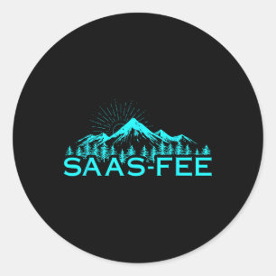 Sticker Rond Station de ski de Saas-fee Alpes suisses Ski Suiss