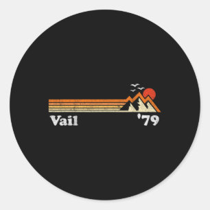 Sticker Rond Station de ski de Vail Retro Colorado Snowboard Mo