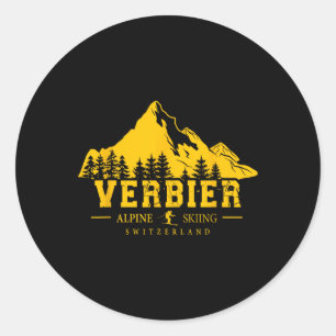 Sticker Rond Station de ski de Verbier Suisse Ski alpin Suisse