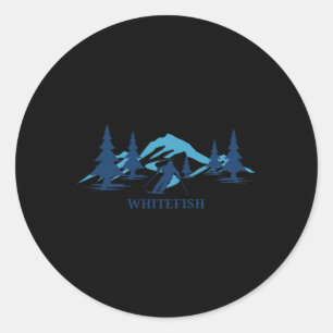 Sticker Rond Station de ski de Whitefish Montana Ski Ski