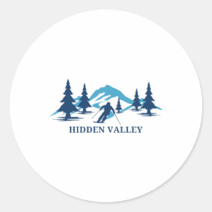 Sticker Rond Station de ski Hidden Valley New Jersey Ski Skieur