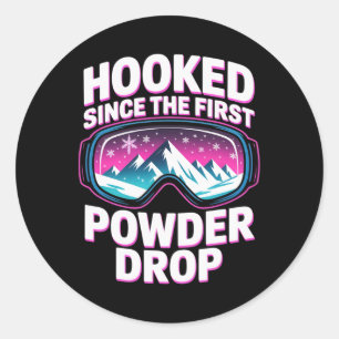 Sticker Rond Station de ski pour hommes et femmes. Ski sur poud