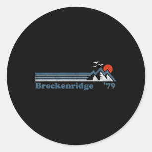 Sticker Rond Station de ski Retro Breckenridge Colorado Snowboa