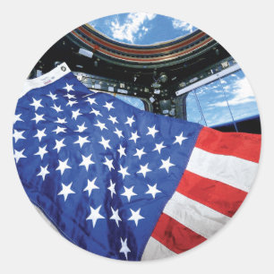 Sticker Rond Station spatiale Drapeau américain Orbite terrestr