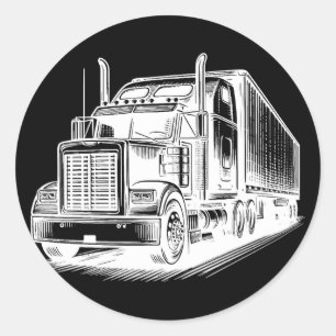 Sticker Rond Stationnement à l'encre d'art pour camion semi-rou
