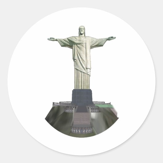Sticker Rond Statue : Christ le Rédempteur : Modèle 3D : (Devant)
