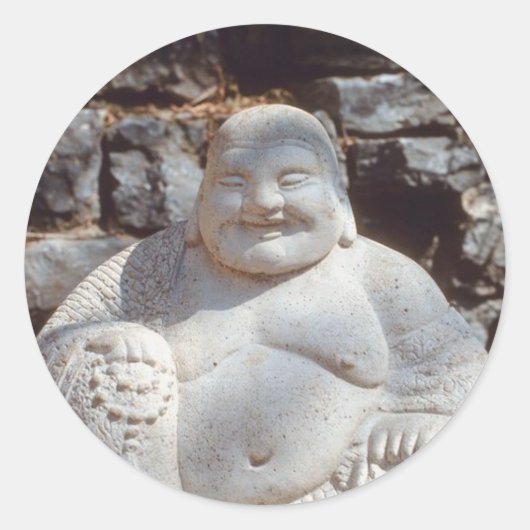 Sticker Rond Statue de Bouddha Rire (Devant)