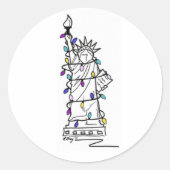 Sticker Rond Statue de la Liberté Feux de Noël NYC (Devant)