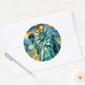 Sticker Rond Statue de la liberté impressionnisme (Enveloppe)