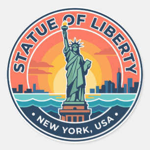 Sticker Rond Statue de la Liberté New York