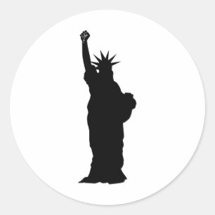 Sticker Rond Statue De La Liberté Poing Résiste Au Racisme Et À