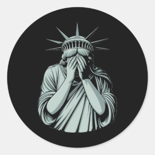 Sticker Rond Statue de la Liberté Triste Amérique