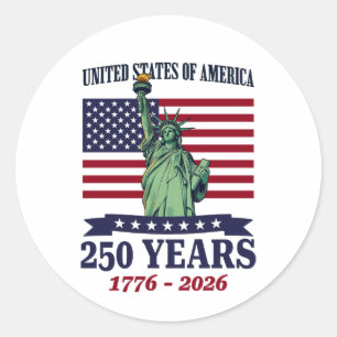 Sticker Rond Statue de la Liberté USA 250 ans 1776-2026
