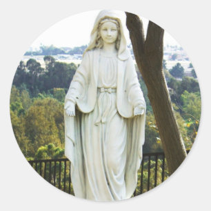 Sticker Rond Statue de la Vierge Marie
