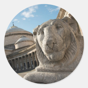 Sticker Rond Statue de lion devant San Francesco di Paola