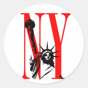 Sticker Rond Statue de New York NY de conception de logo de