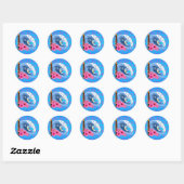 Sticker Rond Statue De Surfer Et Tiki (Feuille)