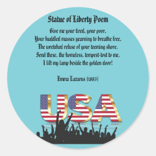 Sticker Rond Statue du poème de la liberté, Une nation d'immigr