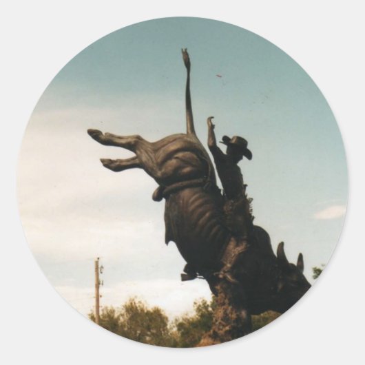 Sticker Rond Statue d'un bullrider (kkincade12) (Devant)