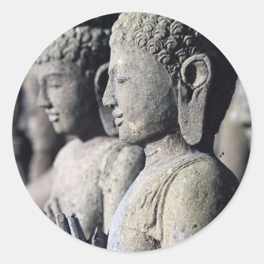 Sticker Rond Statues de Bouddha en pierre (Devant)
