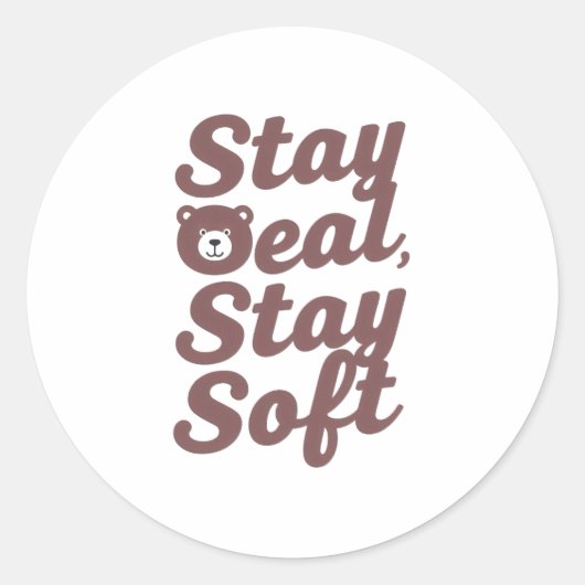 Sticker Rond "Stay Cozy Stay Kind" with Cute Bear (Devant)