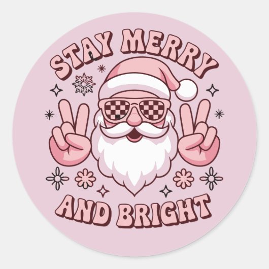 Sticker Rond Stay Merry And Bright Christmas Ugly Xmas  (Devant)