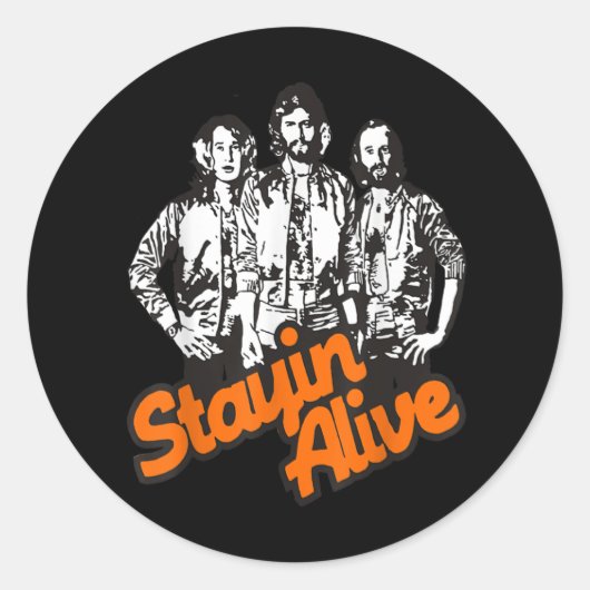 Sticker Rond Stayin Alive Bee Gees Band (Devant)