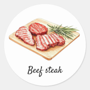 Sticker Rond steak de boeuf professionnel personnalisé Mariage 