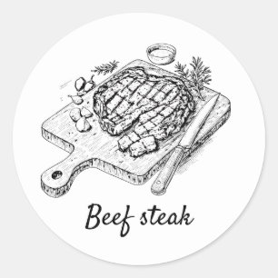 Sticker Rond steak de boeuf professionnel personnalisé Mariage 