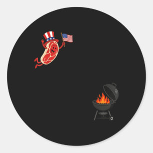 Sticker Rond Steak Dom Plongeant Oncle Sam Steak Volant Drôle