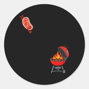 Sticker Rond Steak Drôle Saute Sur Plongeoir De Grillade Volant