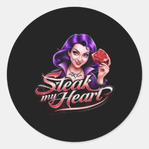 Sticker Rond Steak My Heart