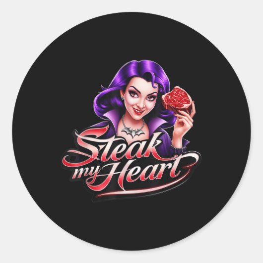Sticker Rond Steak My Heart (Devant)
